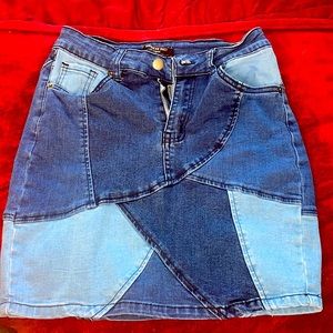 Never worn brand new, American Bazi Patchwork Denim Skirt